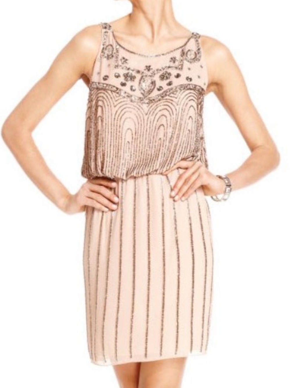 Cache VTG Y2K Beaded Cocktail Dress 12 Pink Blush NWT $268